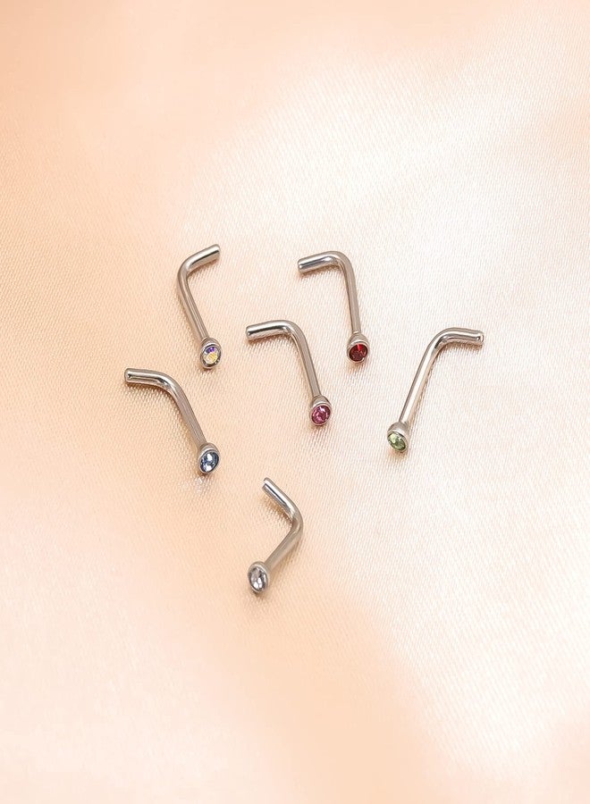 BLISI Nose Rings Titanium 18G Nose Piercings Screw for Women Nose Rings L-Shaped Nose Studs Set for Women Men Nostril Piercing Jewelry - Image 5